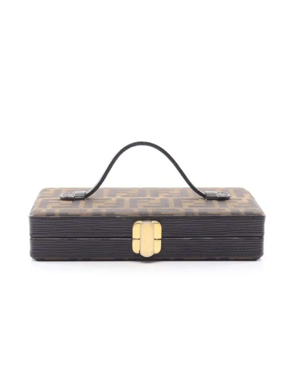 Fendi Handbag Zucca Brown Canvas Leather Mini Vanity Bag